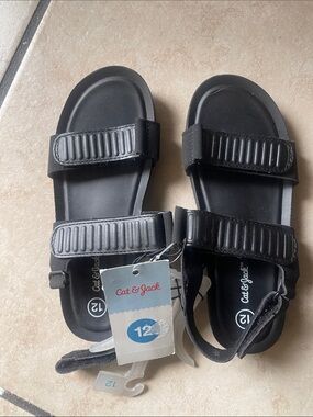 Cat & Jack Black Double-Strap Kids Sandals